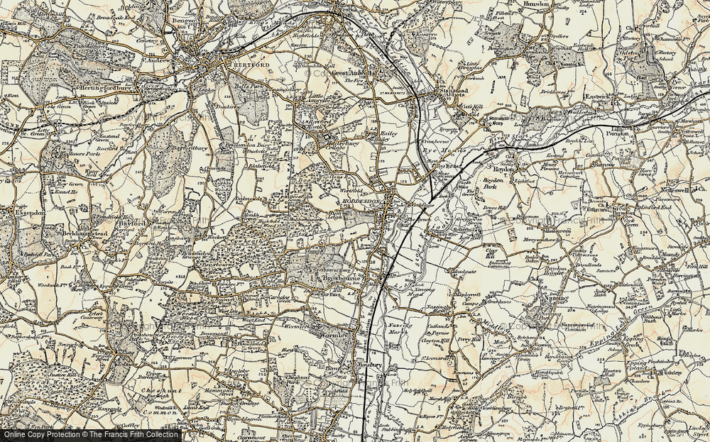 Old Map of Hoddesdon, 1898 in 1898