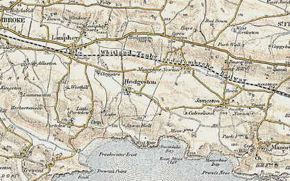 Old map of Hodgeston in 1901-1912