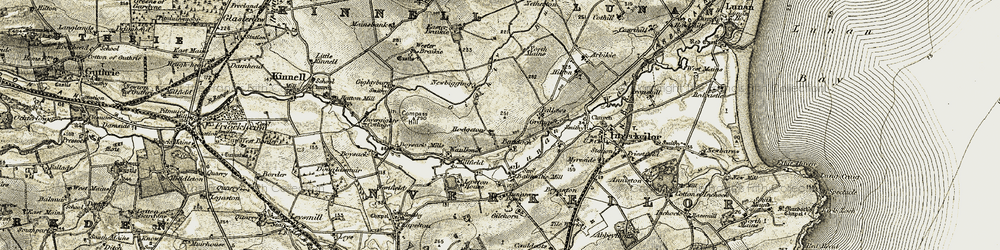 Old map of Bandoch in 1907-1908