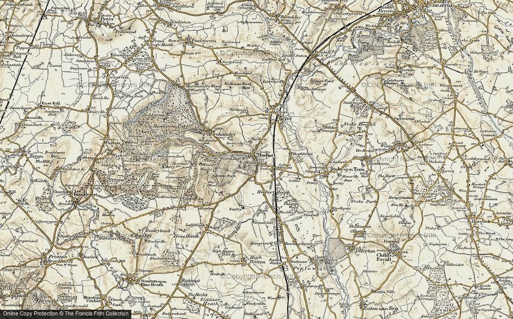 Old Map of Hodnet, 1902 in 1902