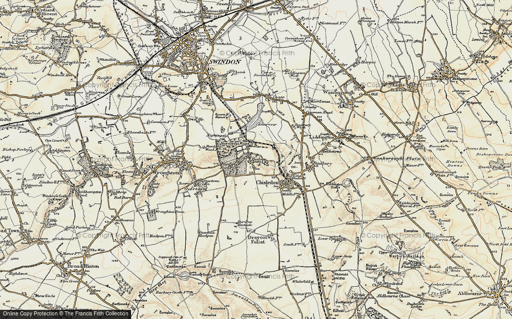Old Map of Historic Map covering Burderop Wood in 1897-1899
