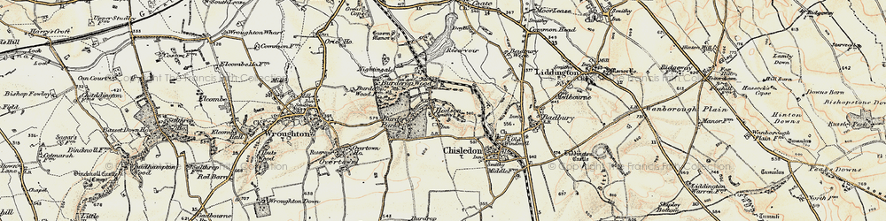 Old map of Burderop Wood in 1897-1899