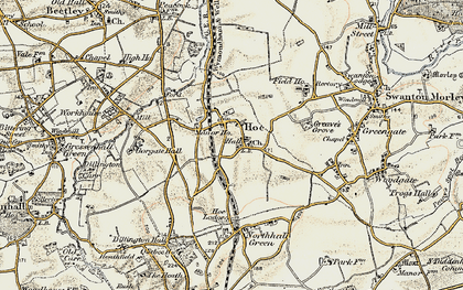 Old map of Hoe in 1901-1902