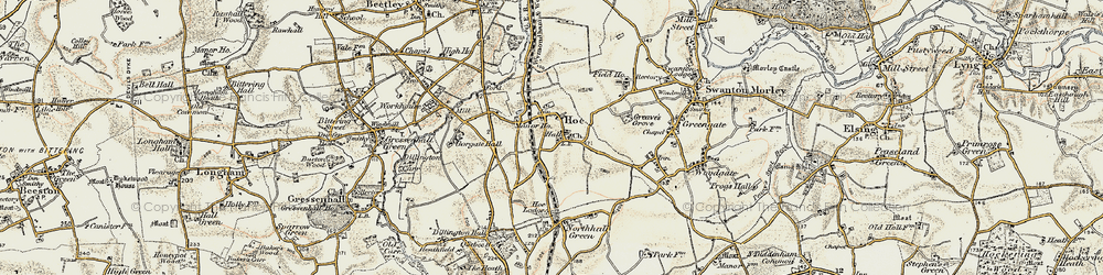 Old map of Hoe in 1901-1902