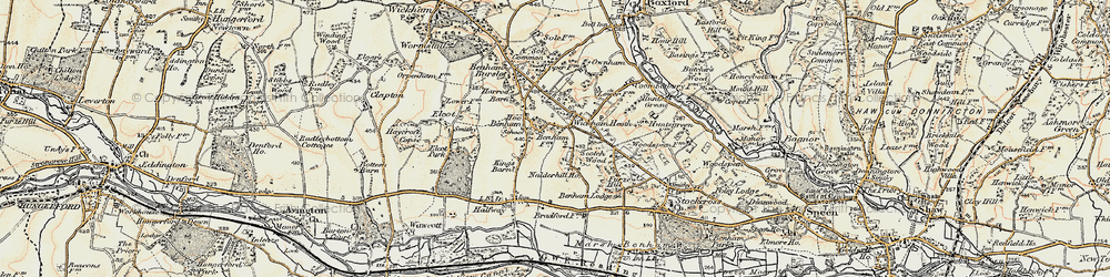 Old map of Hoe Benham in 1897-1900