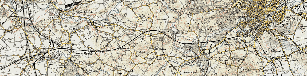 Old map of Hoghton in 1903