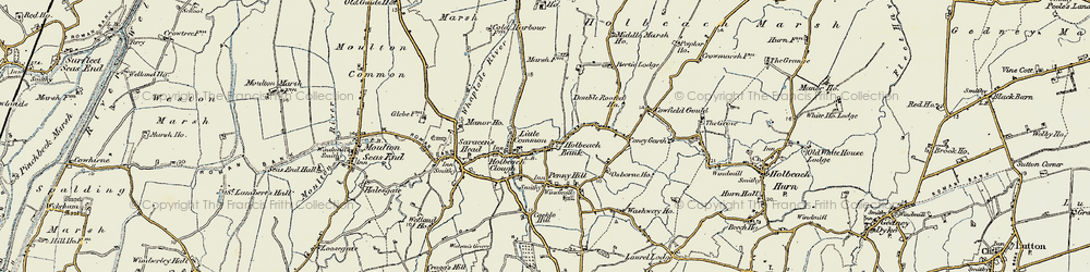 Old map of Holbeach Bank in 1901-1902
