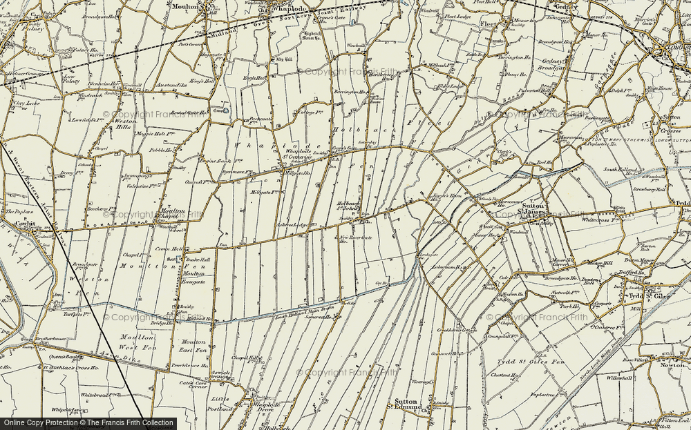 Old Map of Historic Map covering Whaplode St Catherine in 1901-1902