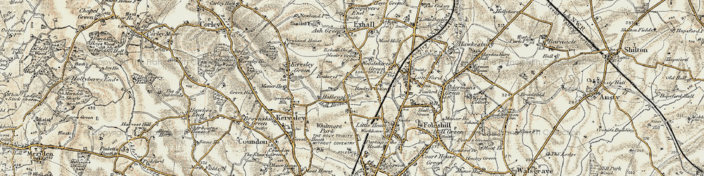 Old map of Holbrooks in 1901-1902