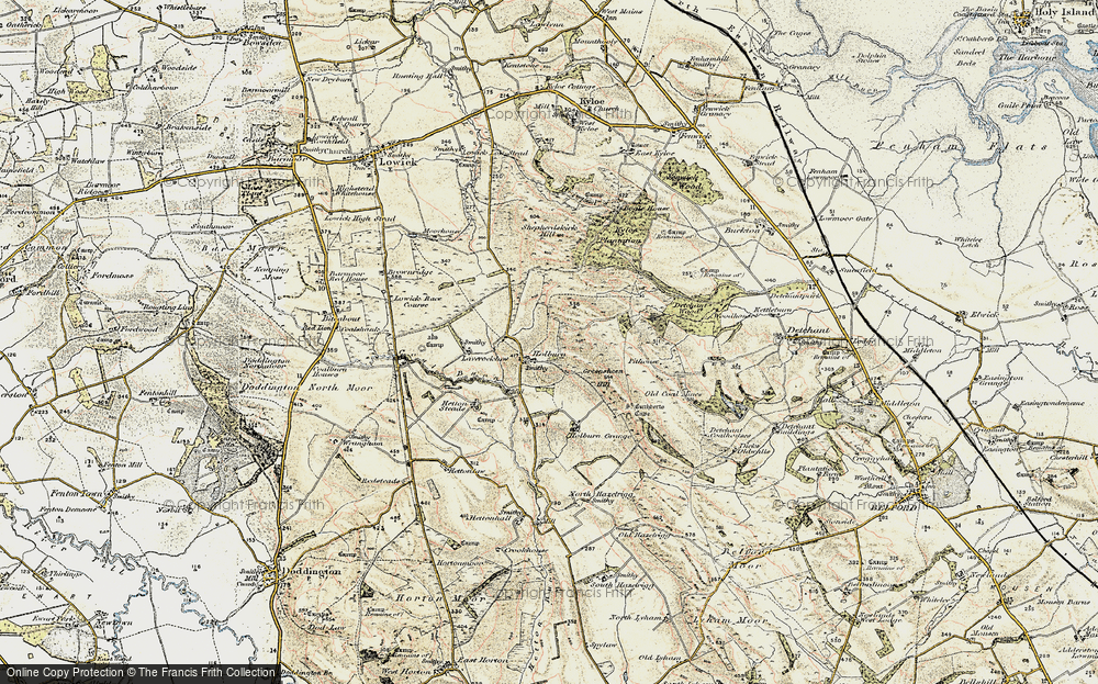 Old Map of Historic Map covering Bogle Hos in 1901-1903