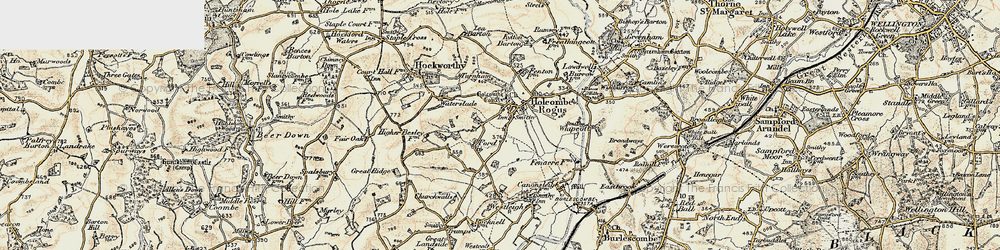 Old map of Holcombe Rogus in 1898-1900