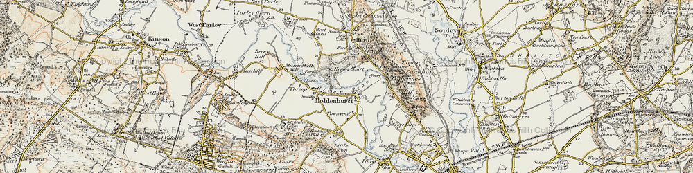 Old map of Holdenhurst in 1897-1909