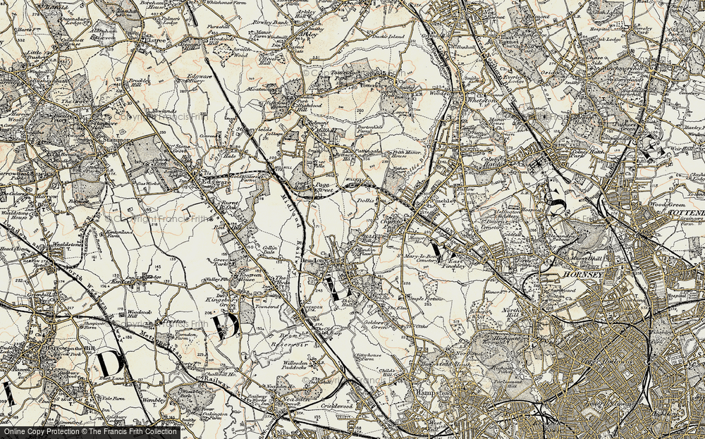 Old Map of Holders Hill, 1897-1898 in 1897-1898