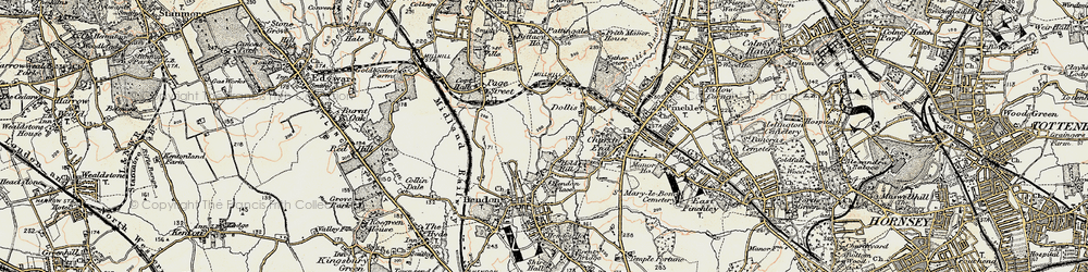 Old map of Holders Hill in 1897-1898