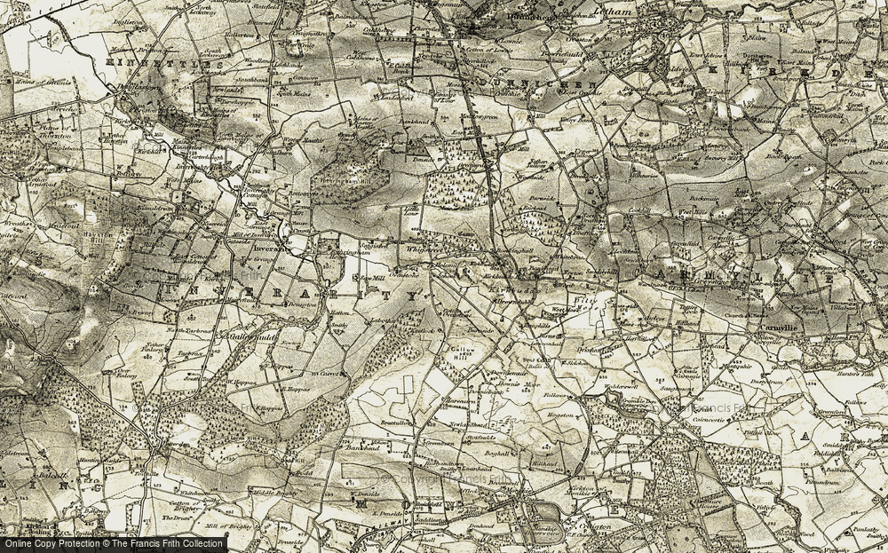 Old Map of Historic Map covering Whitebrae in 1907-1908