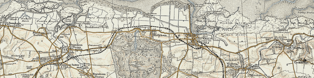 Old map of Holkham Hall in 1901-1902
