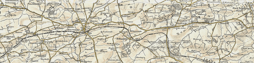 Old map of Hollacombe in 1900