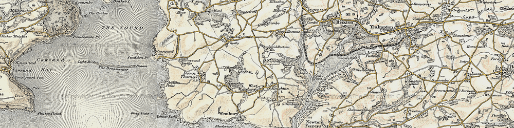 Old map of Hollacombe Hill in 1899-1900