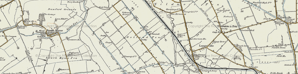 Old map of Holland Fen in 1902-1903
