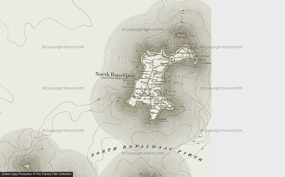 Old Map of Historic Map covering North Ronaldsay in 1912