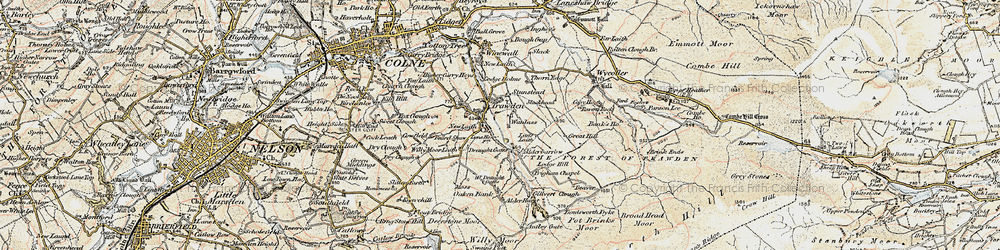 Old map of Boulsworth Dyke in 1903-1904