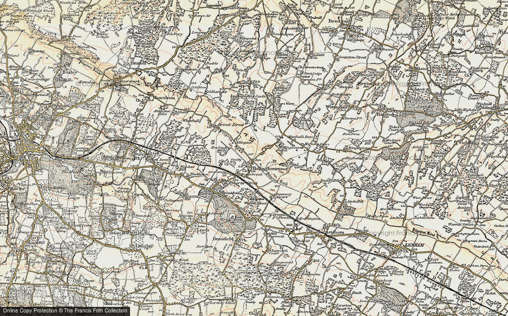 Old Map of Hollingbourne, 1897-1898 in 1897-1898