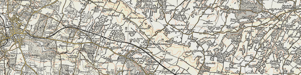 Old map of Hollingbourne in 1897-1898