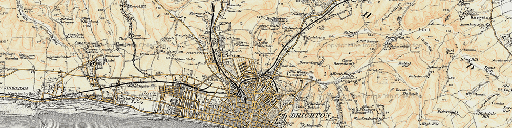 Old map of Hollingdean in 1898