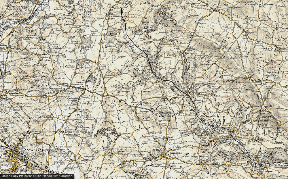 Old Map of Historic Map covering Far Kingsley Banks in 1902