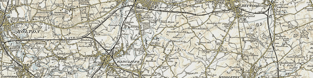 Old map of Hollins in 1903