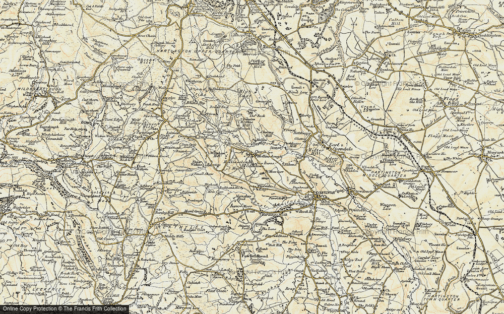 Old Map of Historic Map covering Fawside Edge in 1902-1903