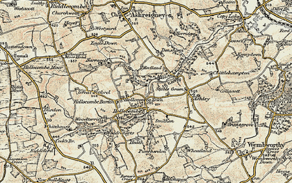 Old map of Hollocombe in 1899-1900