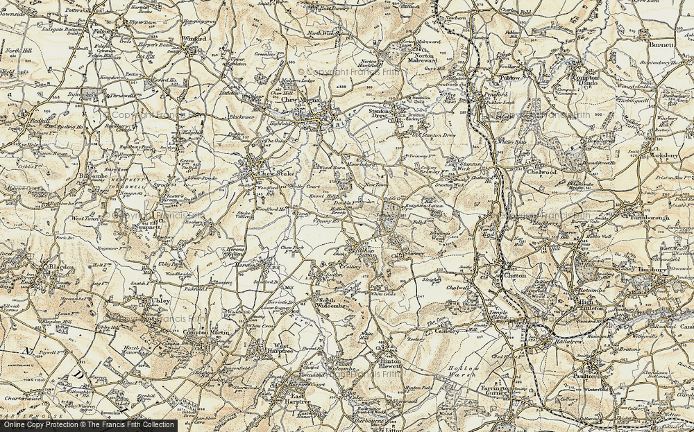Old Map of Historic Map covering Chew Valley Lake in 1899