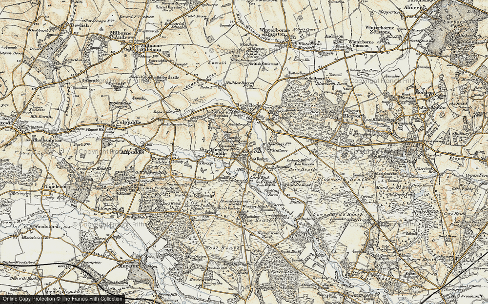 Old Map of Historic Map covering Yearlings Bottom in 1899-1909