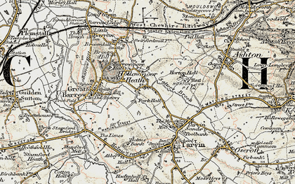 Old map of Hollowmoor Heath in 1902-1903