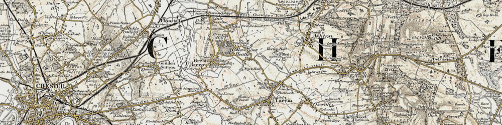 Old map of Hollowmoor Heath in 1902-1903