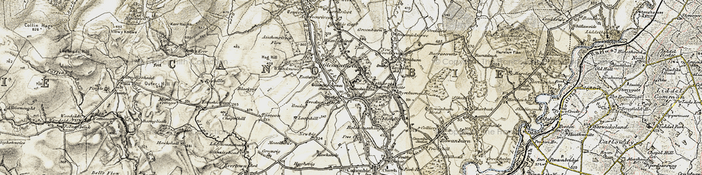 Old map of Hollows in 1901-1904