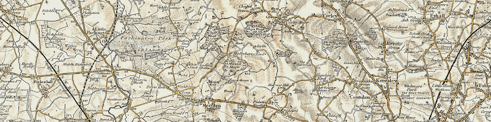 Old map of Birchley Hays Wood in 1901-1902