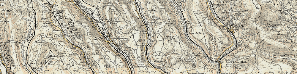 Old map of Hollybush in 1899-1900