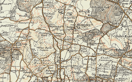 Old map of Hollybush Corner in 1897-1898