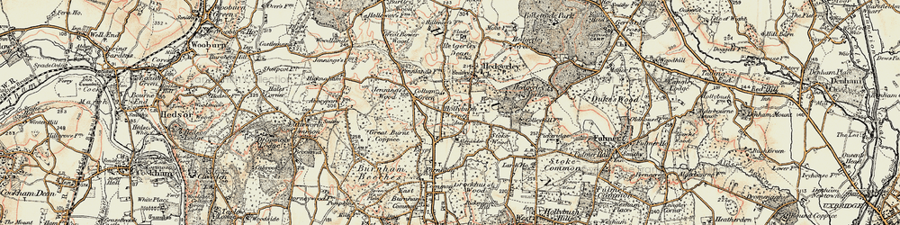 Old map of Hollybush Corner in 1897-1898