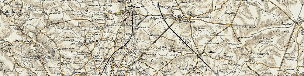 Old map of Hollyhurst in 1901-1902