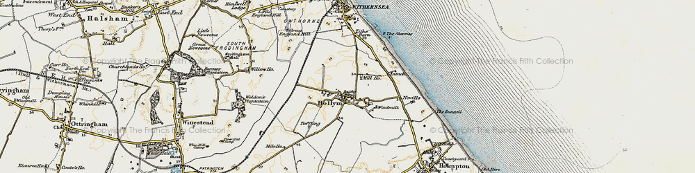 Old map of Hollym in 1903-1908