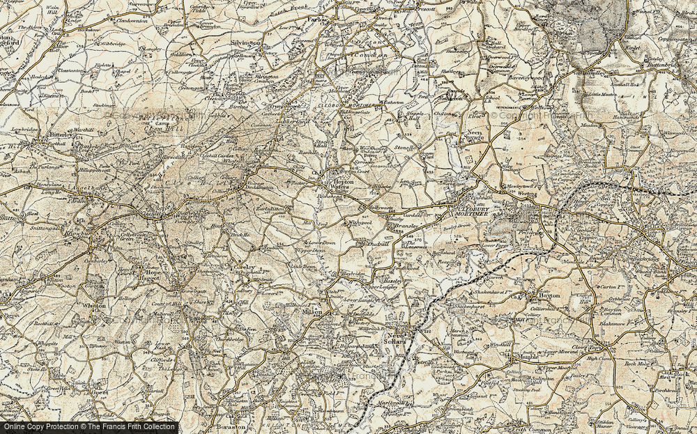 Old Map of Historic Map covering Bransley in 1901-1902