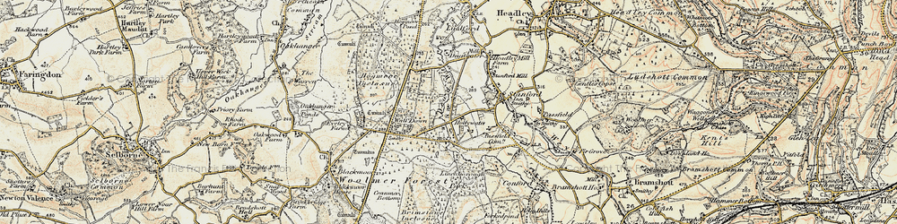 Old map of Hollywater in 1897-1909