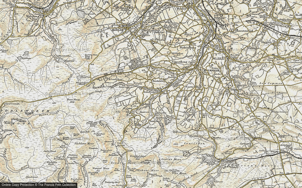 Old Map of Historic Map covering Brownhill Resr in 1903