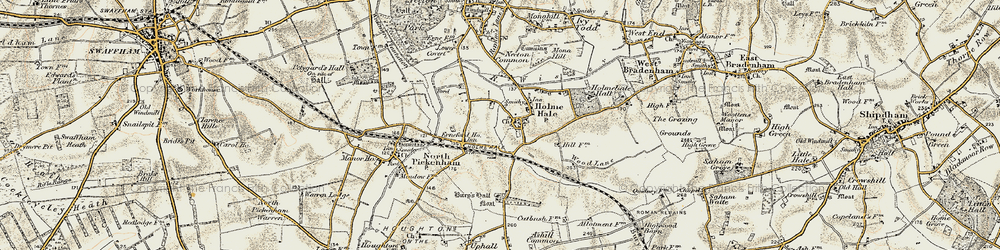 Old map of Bury's Hall in 1901-1902