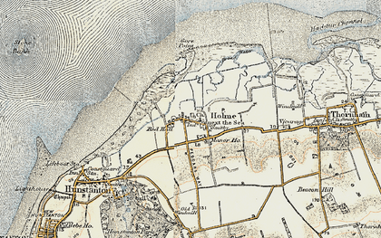 Old map of Holme next the Sea in 1901-1902