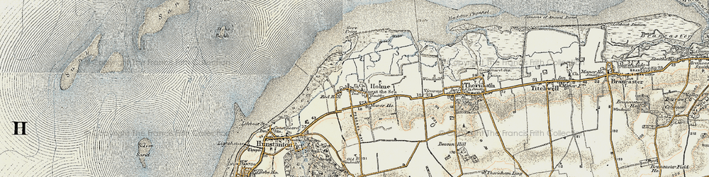 Old map of Holme next the Sea in 1901-1902
