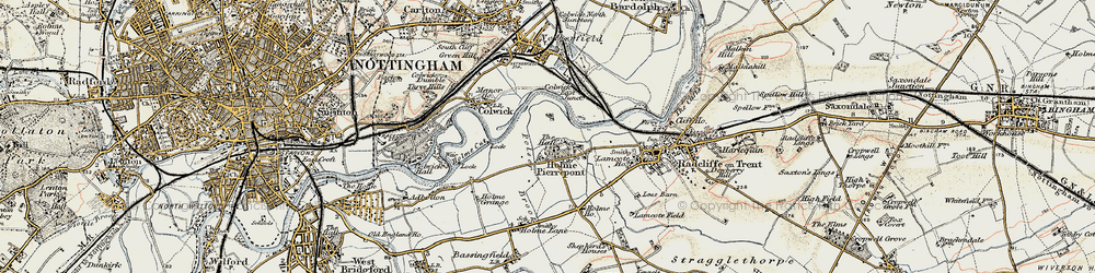 Old map of Holme Pierrepont in 1902-1903